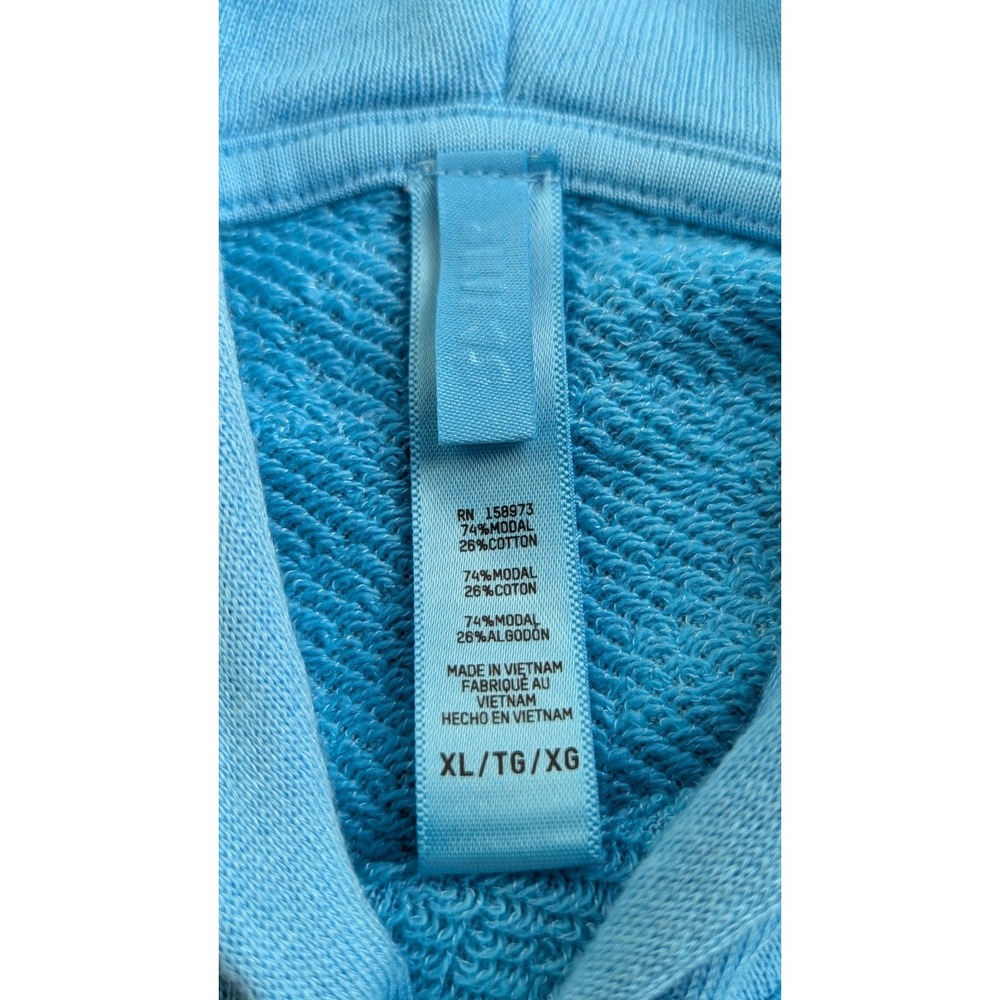 SKIMS Light French Terry Cropped Hoodie Size XL Color Cyan Blue Pullover - Picture 2 of 7